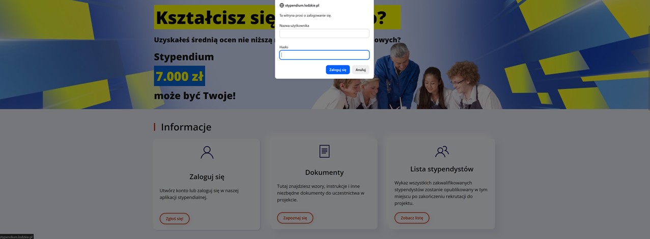 Młodzi Zawodowcy Program stypendialny | Instrukcja logowania do aplikacji dla opiekuna dydaktycznego